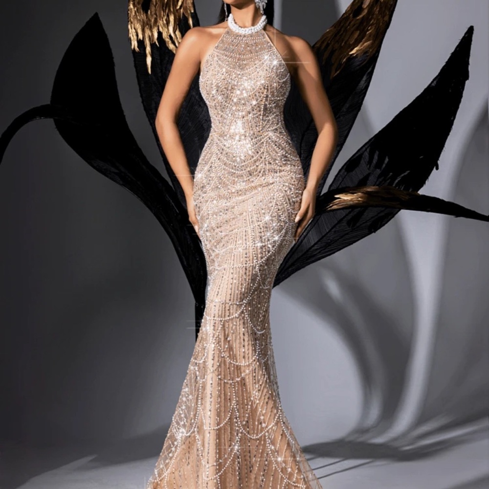 Elegant Beaded Evening Gown